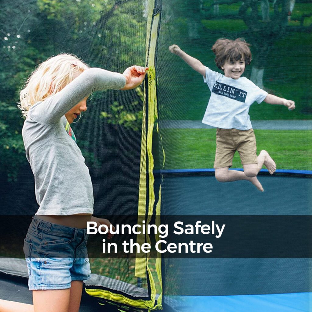 Girl Zipping the Trampoline Enclosure & Boy Jumping on Trampoline - Super Tramp Trampolines