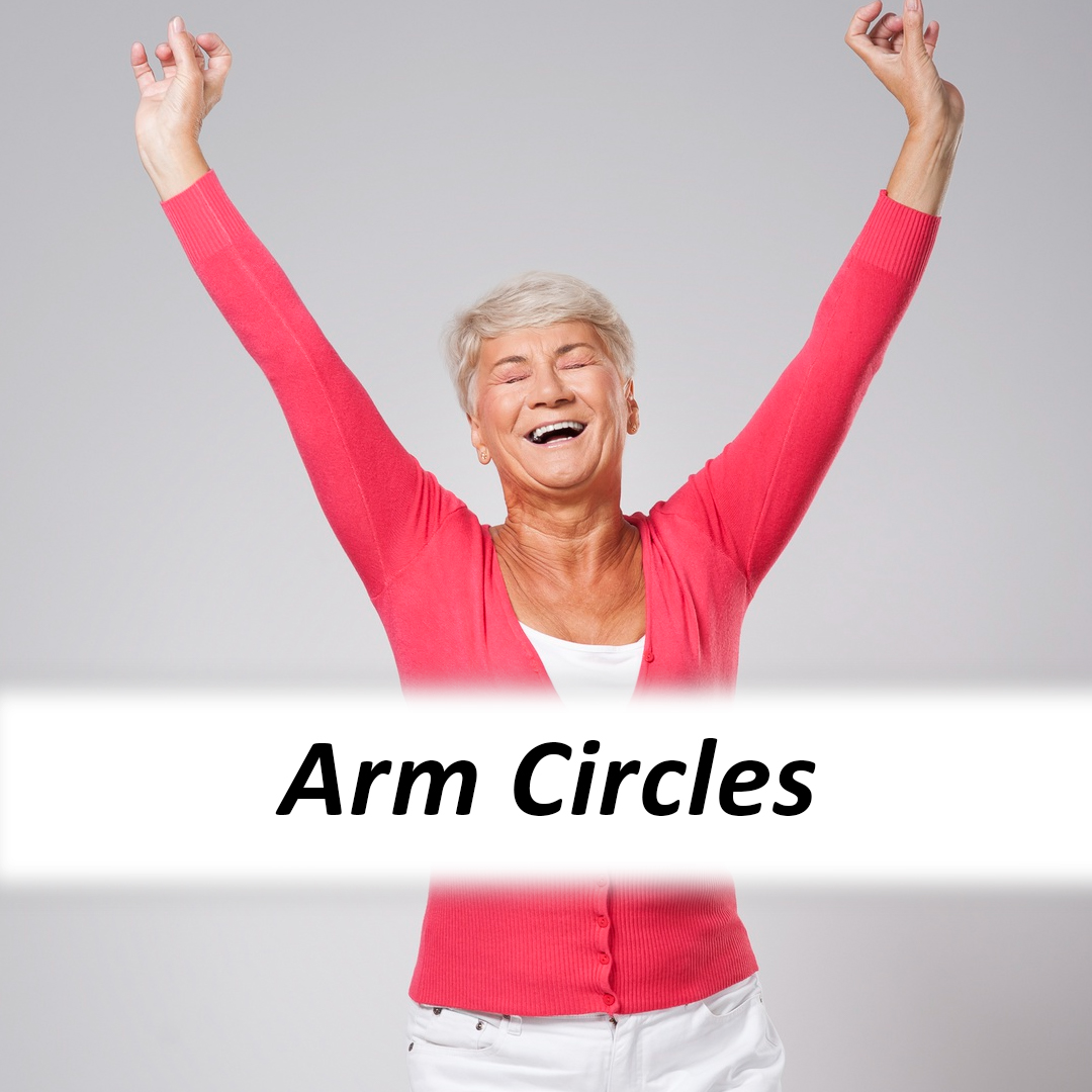 Old Women Doing Arm Circle Exercise - Above Ground Trampoline - supertramp.co.uk