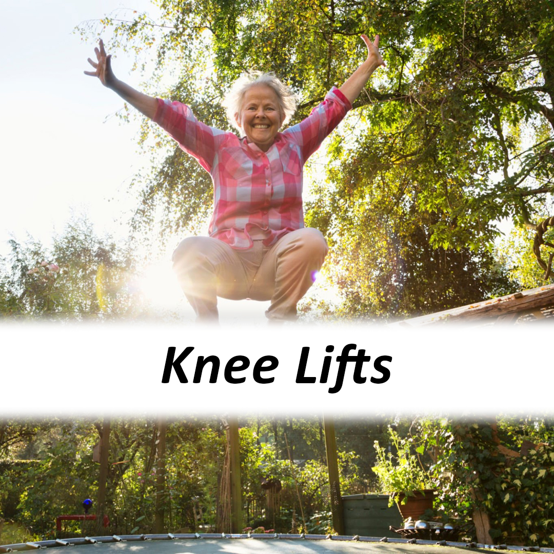 Old Women Jumping on Trampoline and Banding Knees - Rectangle Trampoline - supertramp.co.uk