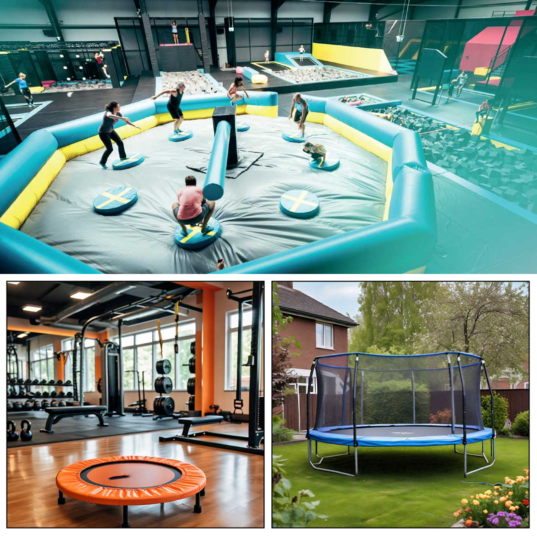 Collage Image of Trampoline Parks and Round Trampoline - Super Tramp Trampolines