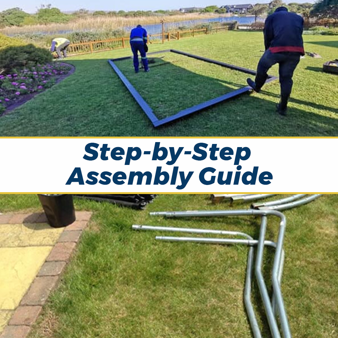 Two men's assembling the trampoline - Super Tramp Trampolines