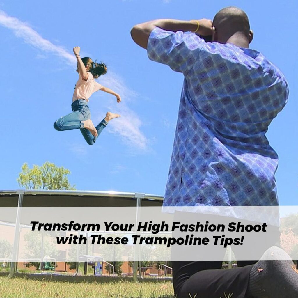 high fashion shoot with trampoline