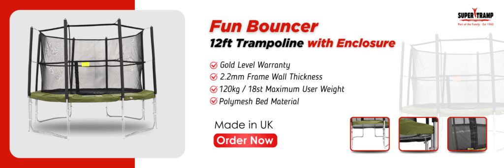 Fun Bouncer 12ft Trampoline with Enclosure - supertramp.co.uk