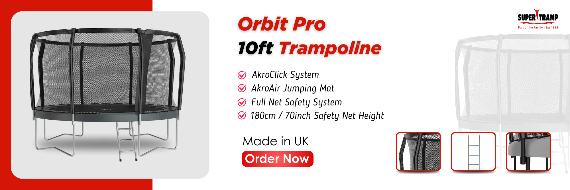 Orbit Pro 10ft Trampoline - supertramp.co.uk