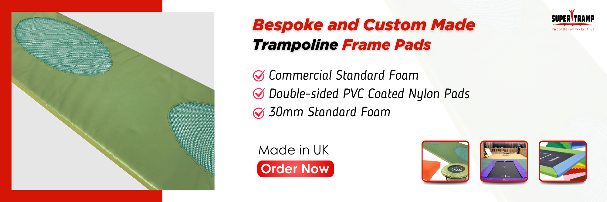 Bespoke and Custom Made Trampoline Frame Pads