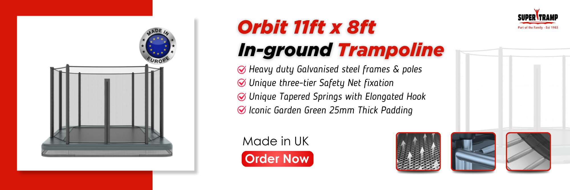 Orbit 11x8ft Inground Trampoline - supertramp.co.uk