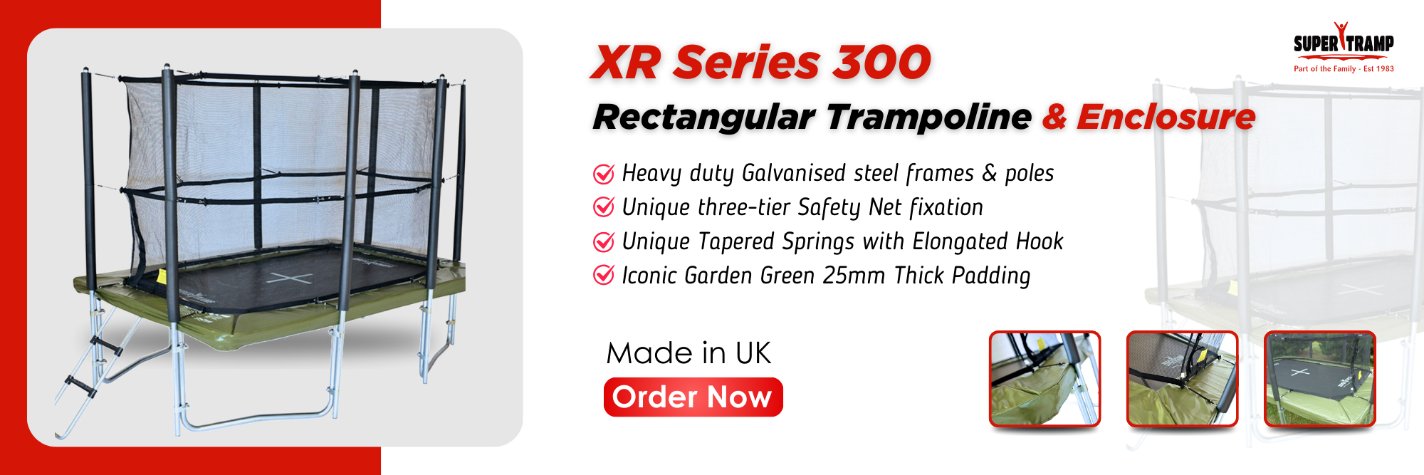 XR Series 300 Rectangular Trampoline & Enclosure - supertramp.co.uk