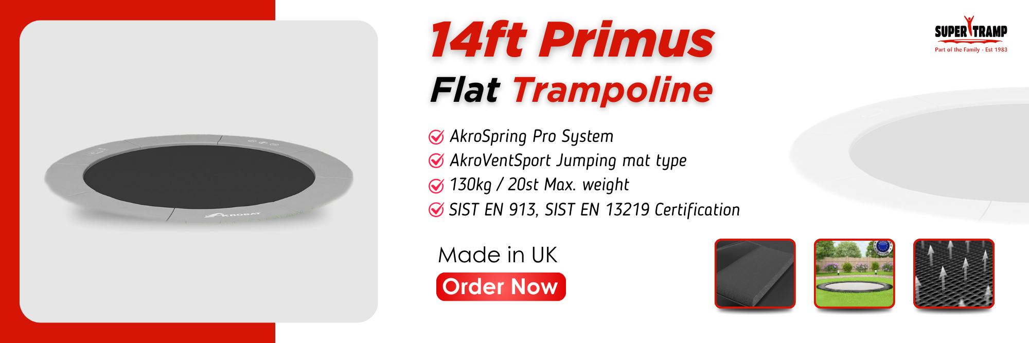 14ft Primus Flat Trampoline - supertramp.co.uk