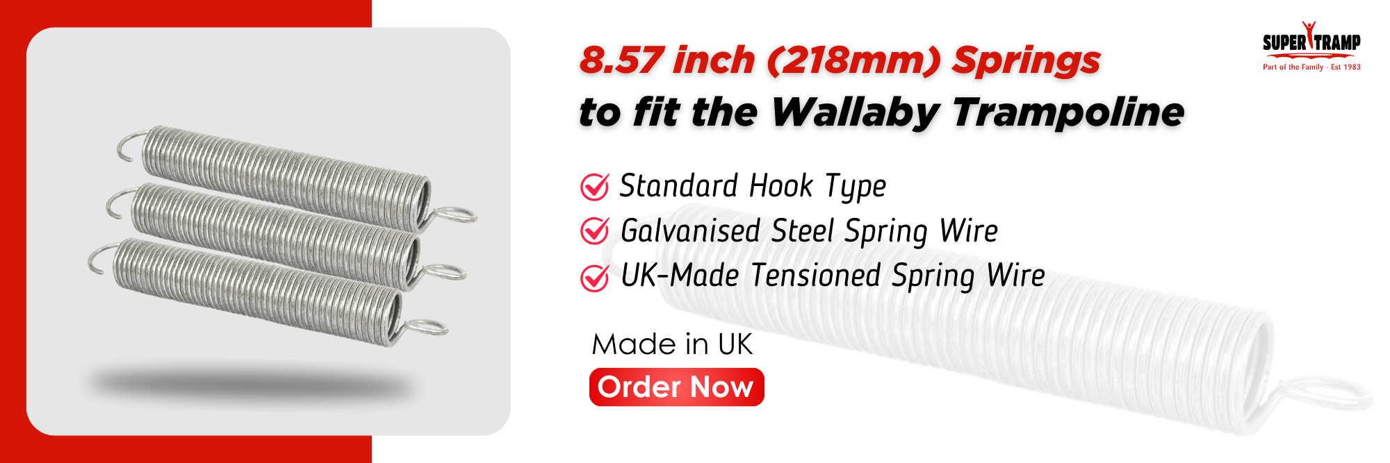8.57 inch (218mm) Springs to fit the Wallaby Trampoline
