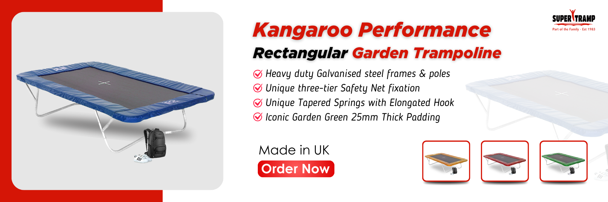 Kangaroo Performance Rectangular Garden Trampoline