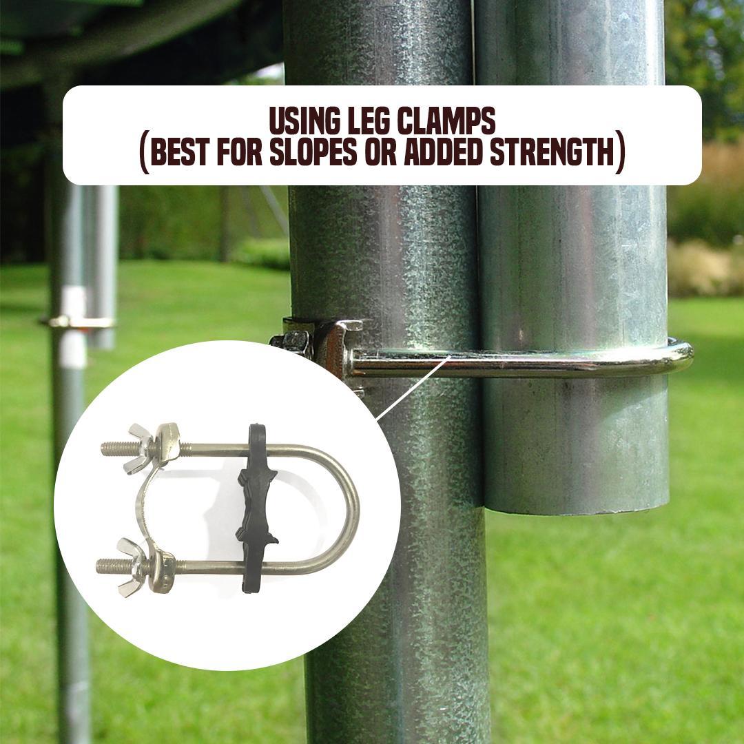 Using Leg Clamps (Best for Slopes or Added Strength)